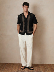 | Ché Beaded Crochet Shirt Black | Men