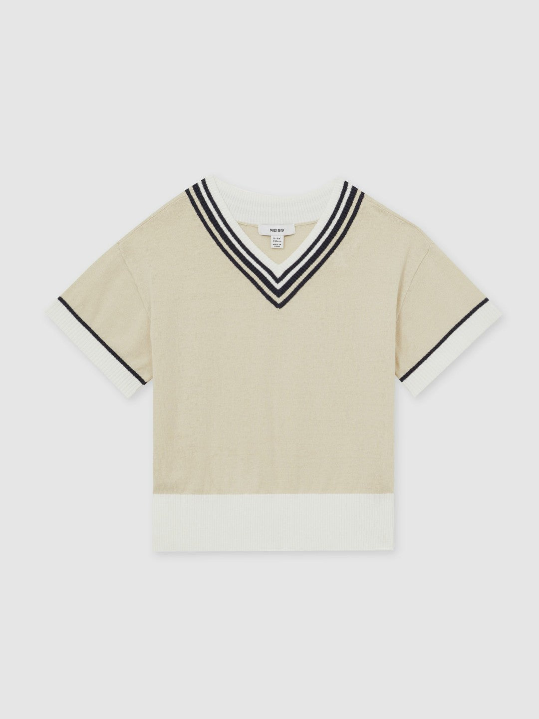 13-14 yrs Cotton-Linen Knit V-Neck Cricket Top Neutral | Children & Baby
