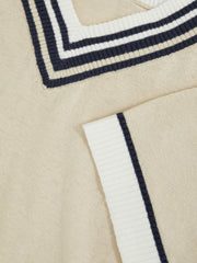 9-13 yrs Cotton-Linen Knit V-Neck Cricket Top Neutral | Children & Baby