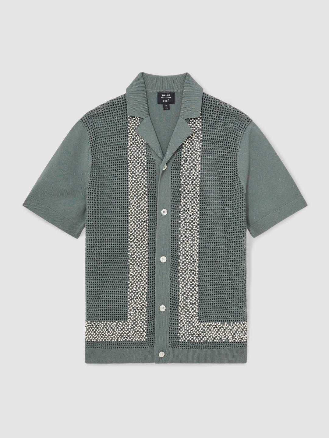| Ché Beaded Crochet Shirt Sage | Men