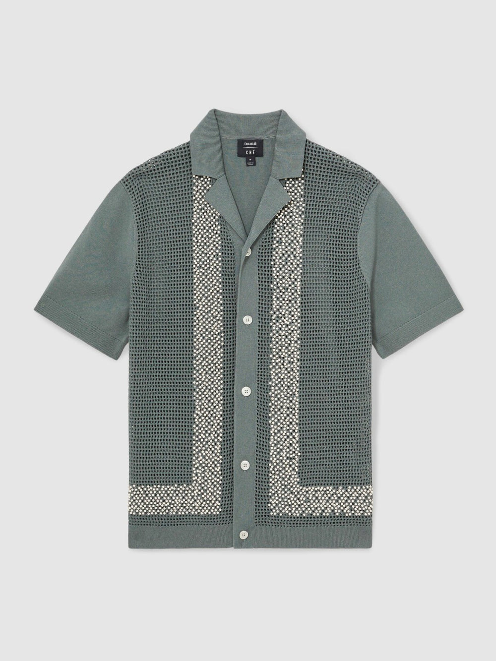 | Ché Beaded Crochet Shirt Sage | Men