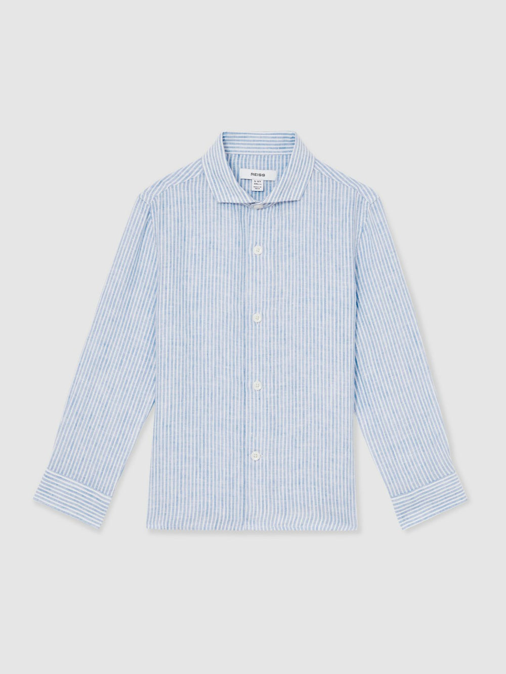 13-14 yrs Linen Cutaway Collar Shirt Blue/White Stripe | Children & Baby