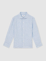 13-14 yrs Linen Cutaway Collar Shirt Blue/White Stripe | Children & Baby