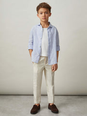 13-14 yrs Linen Cutaway Collar Shirt Blue/White Stripe | Children & Baby
