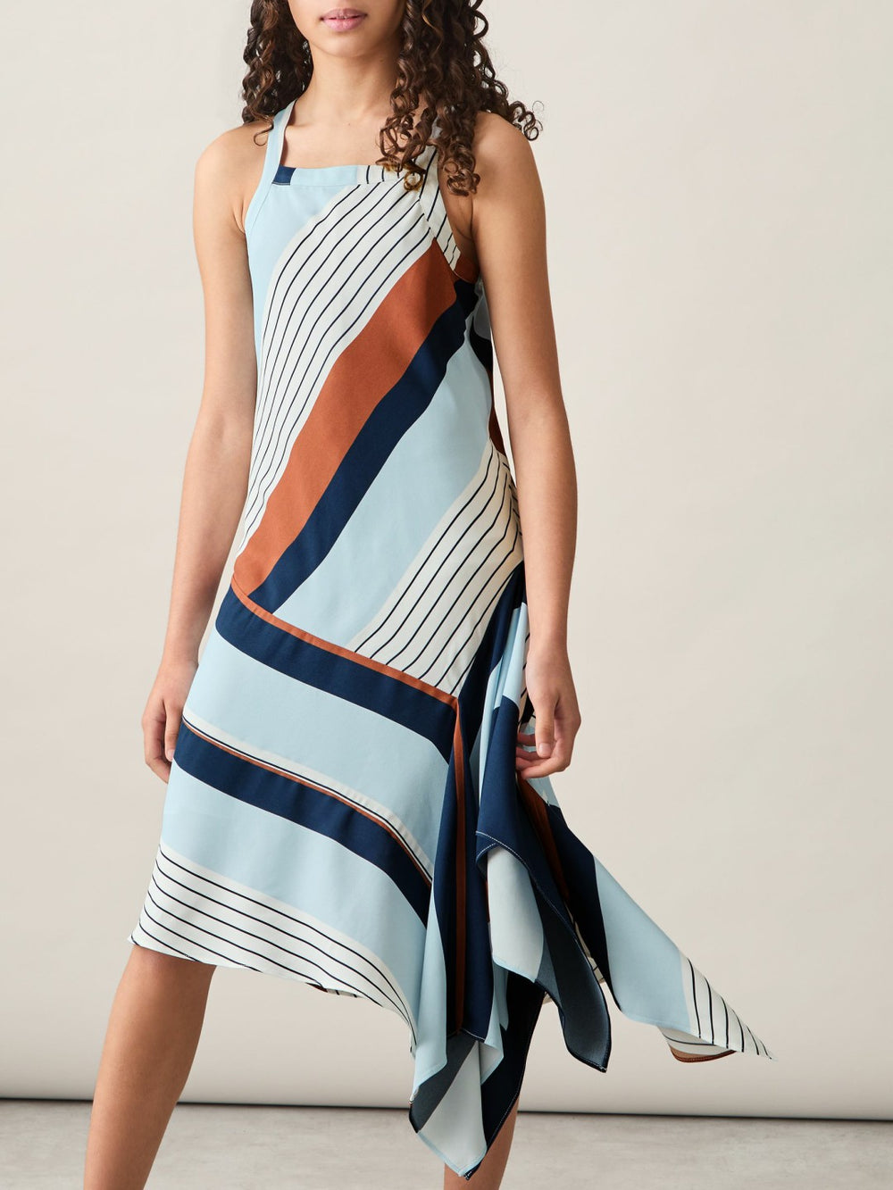 9-13 yrs Stripe-Print Handkerchief Dress Blue Print | Children & Baby