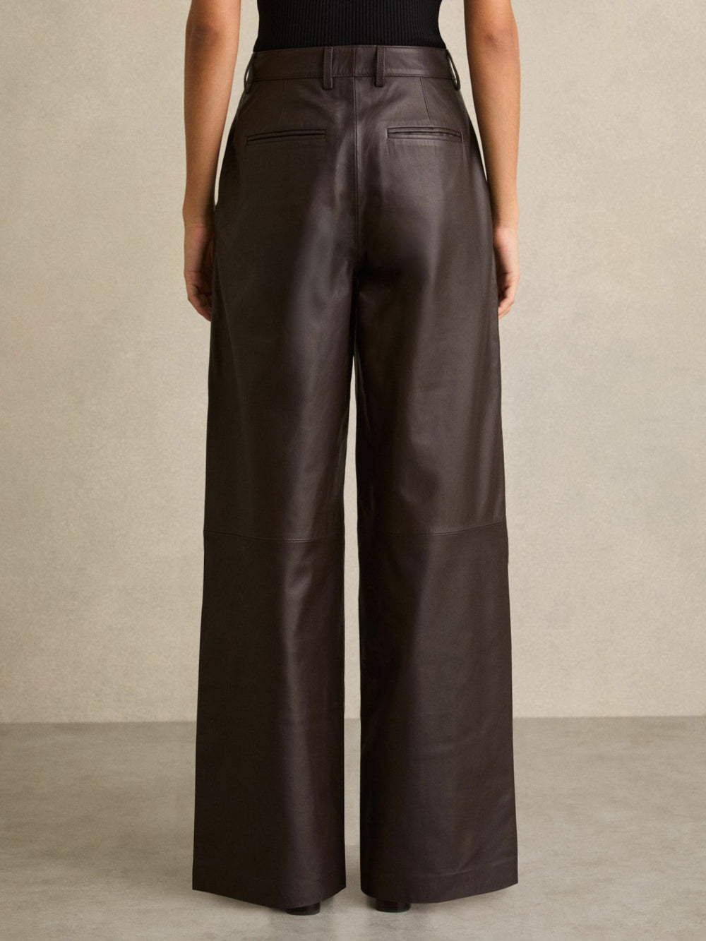 Petite Leather Wide Leg Trousers Chocolate | Women