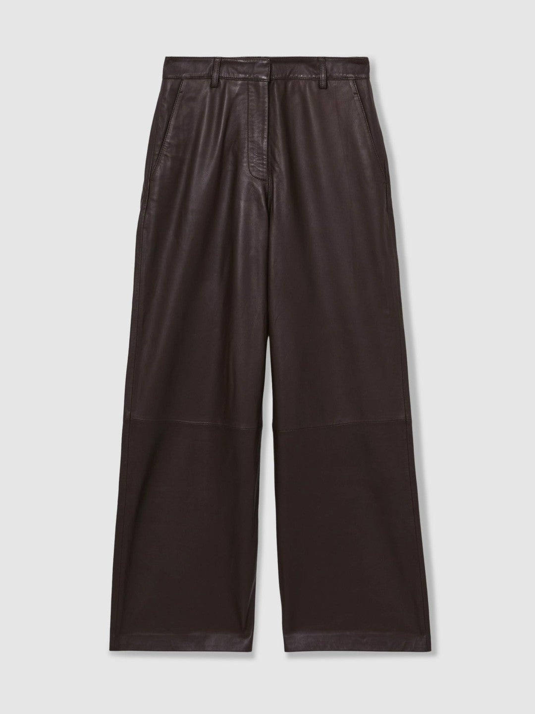 Leather Wide Leg Trousers Chocolate | Women