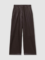 Leather Wide Leg Trousers Chocolate | Women
