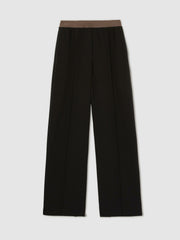 Wide-Leg Elasticated-Waist Trousers Black | Women