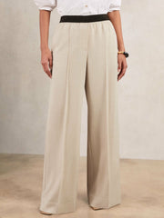 Wide-Leg Elasticated-Waist Trousers Neutral | Women