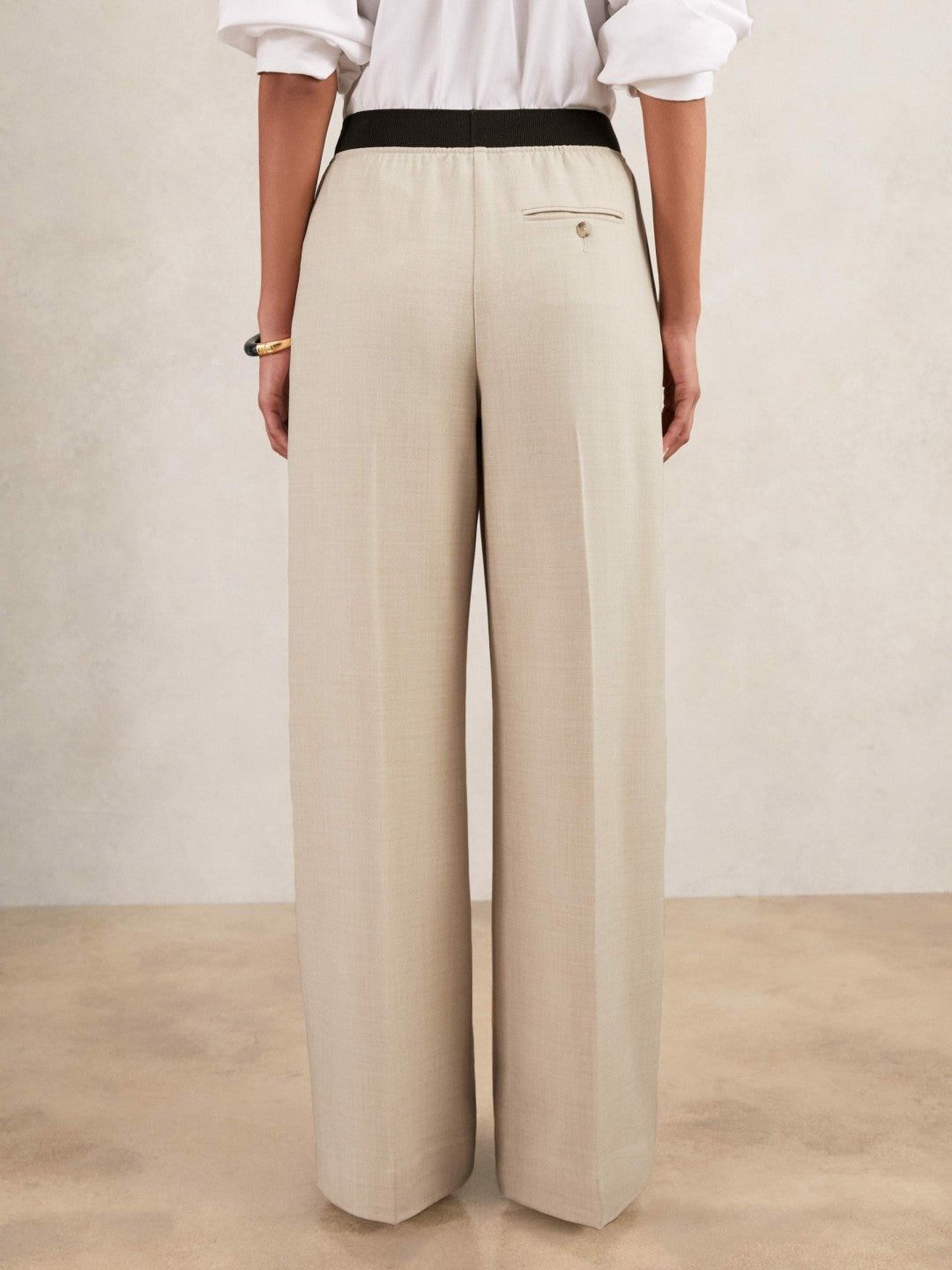 Wide-Leg Elasticated-Waist Trousers Neutral | Women