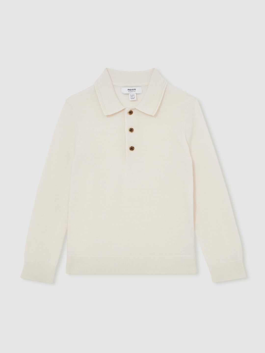 9-13 yrs Merino Wool Long-Sleeve Polo Shirt Snow | Children & Baby