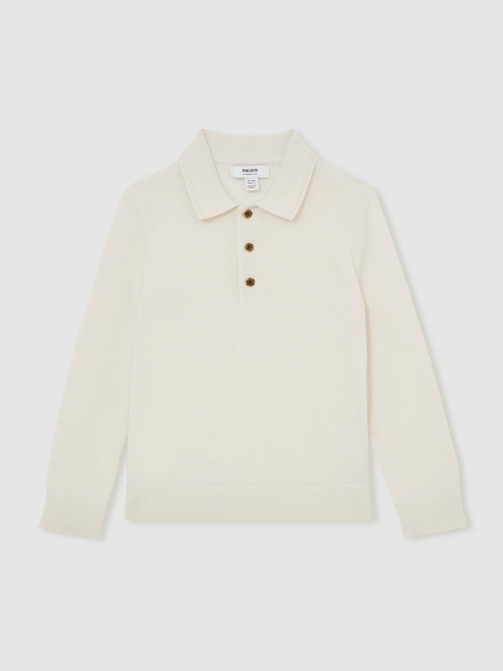 9-13 yrs Merino Wool Long-Sleeve Polo Shirt Snow | Children & Baby