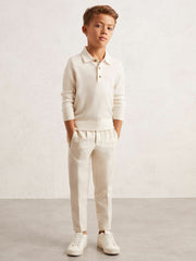 9-13 yrs Merino Wool Long-Sleeve Polo Shirt Snow | Children & Baby
