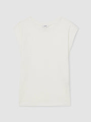 Linen Cap-Sleeve T-Shirt White | Women