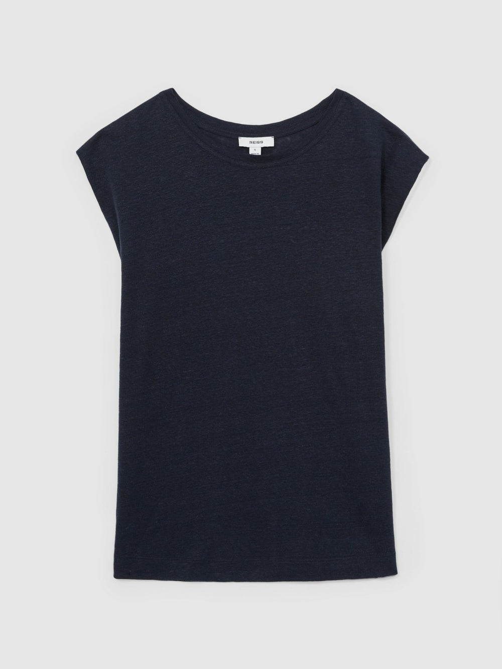Linen Cap-Sleeve T-Shirt Navy | Women