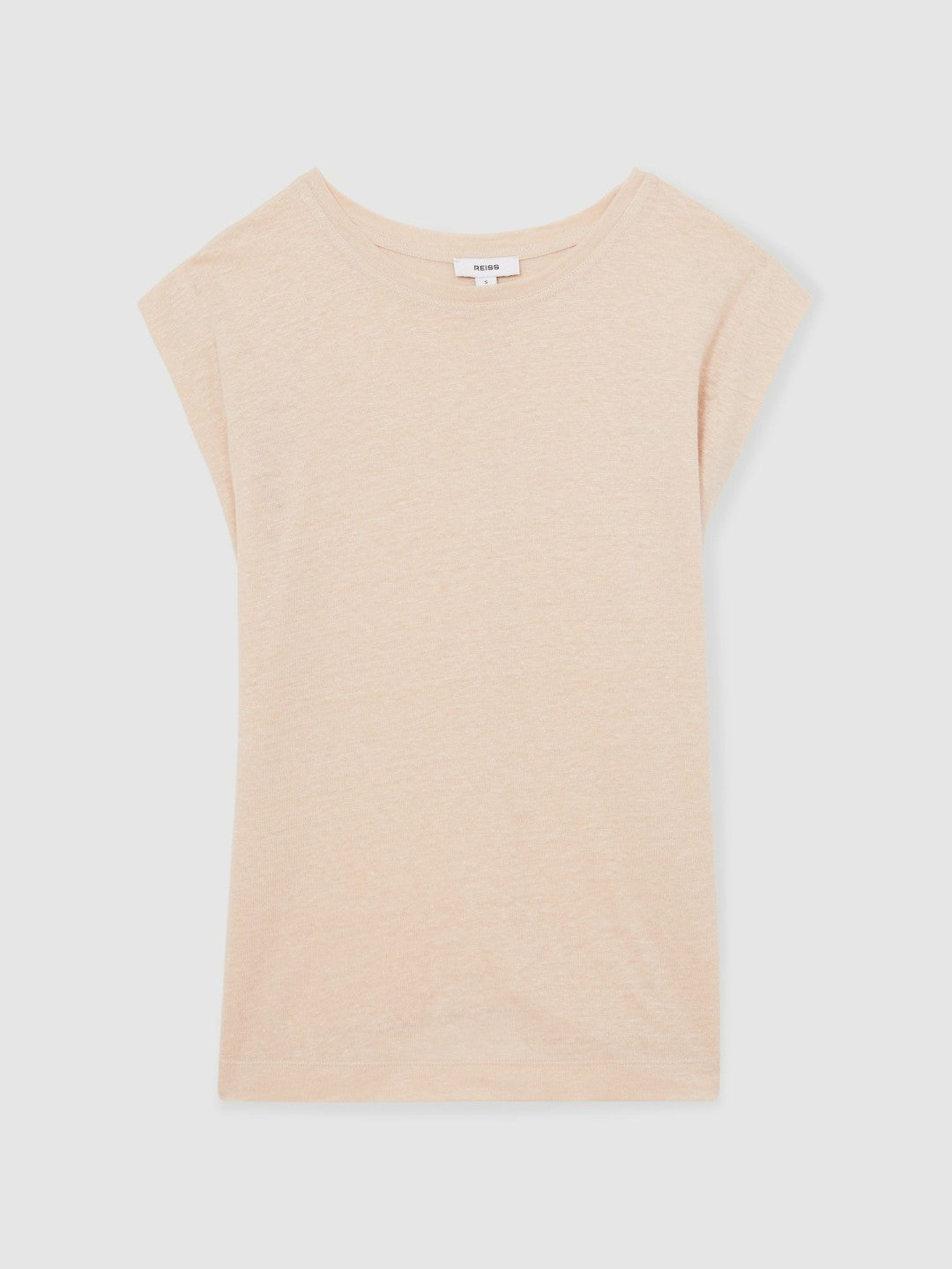Linen Cap-Sleeve T-Shirt Peach | Women