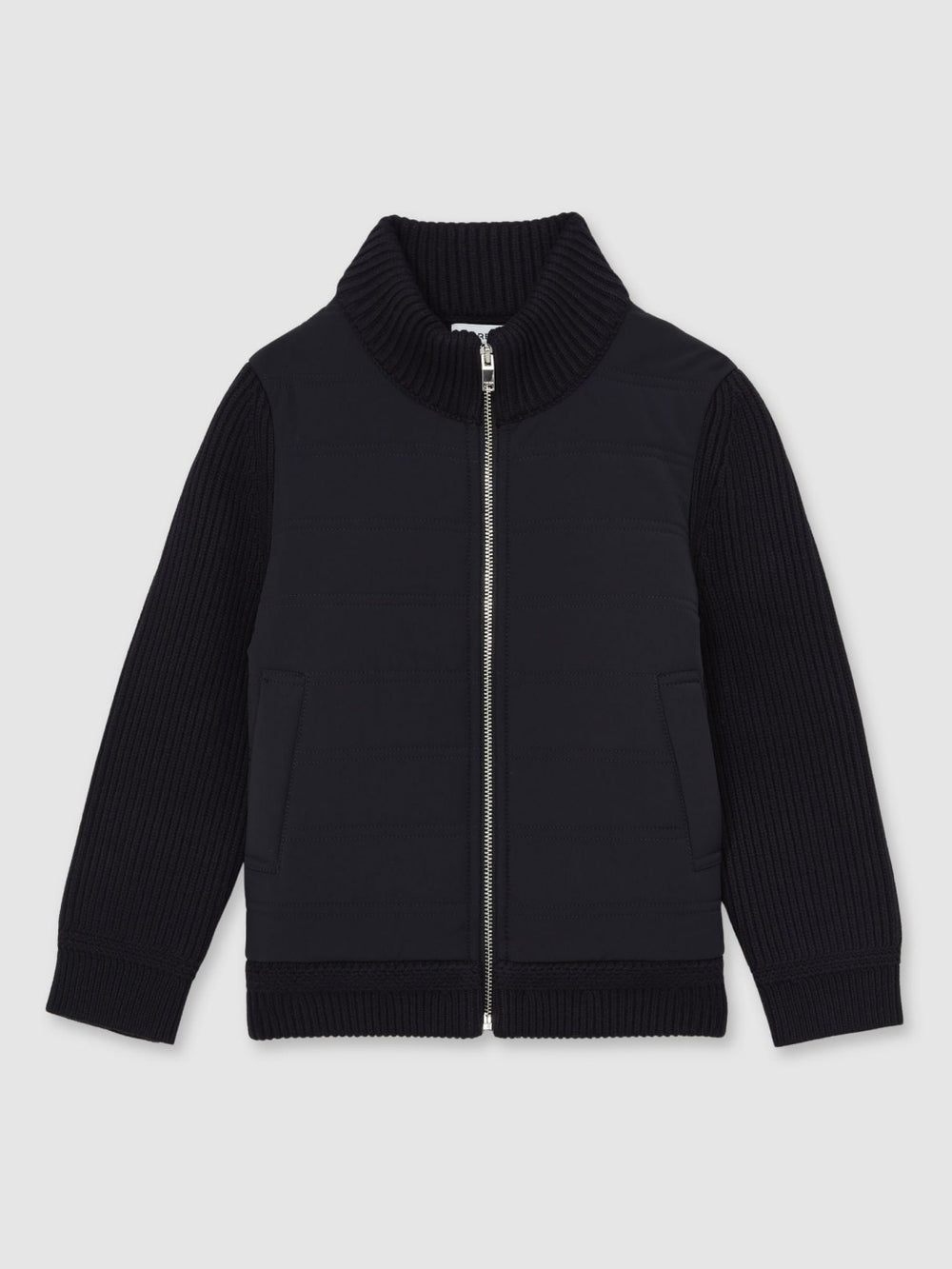9-13 yrs Hybrid Quilt and Knit Zip Through Jacket Navy | Children & Baby