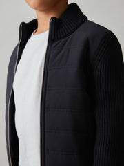9-13 yrs Hybrid Quilt and Knit Zip Through Jacket Navy | Children & Baby