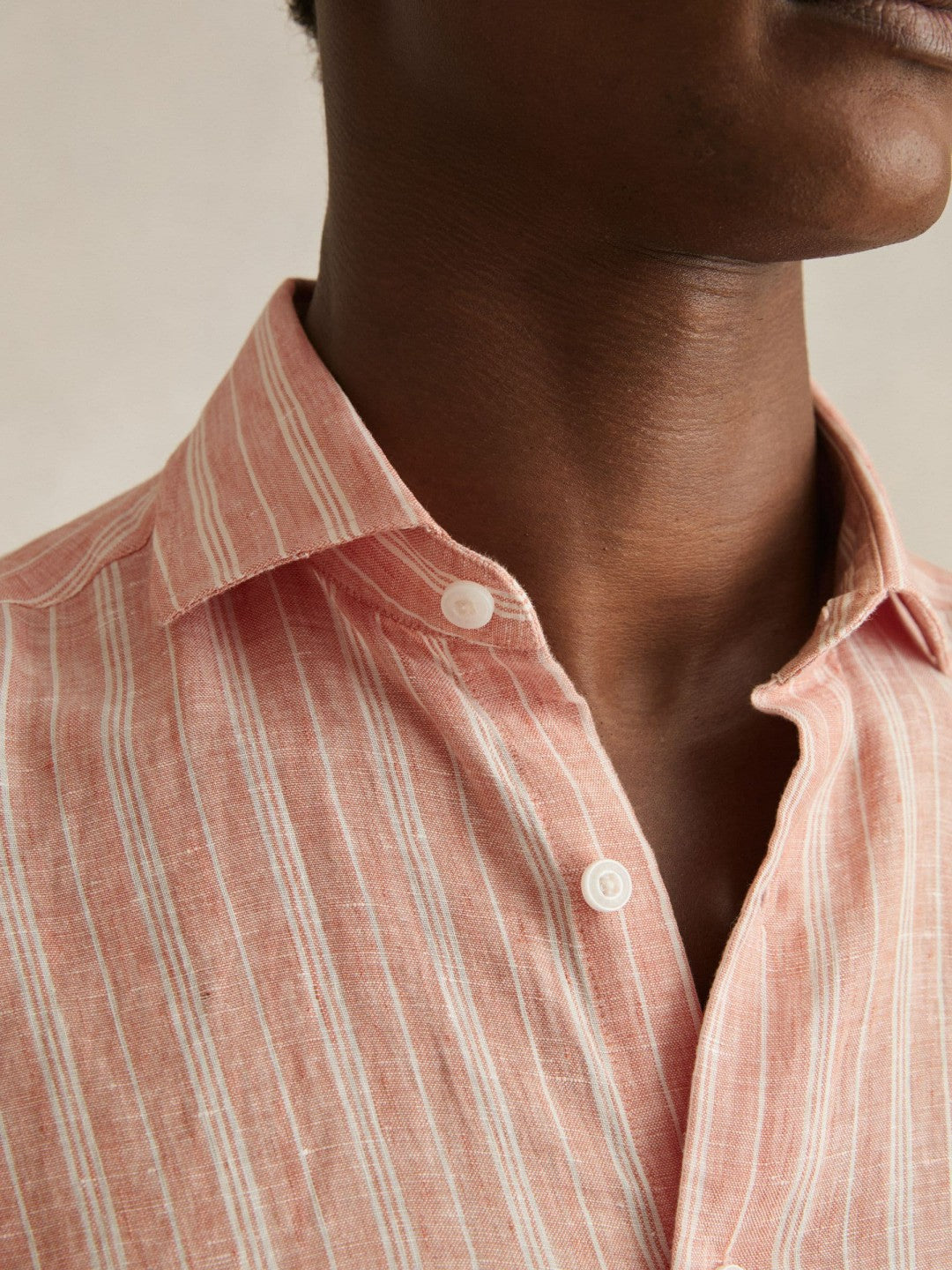 Linen Striped Long Sleeve Shirt Pink Rose/White Bengal Stripe | Men