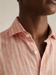 Linen Striped Long Sleeve Shirt Pink Rose/White Bengal Stripe | Men