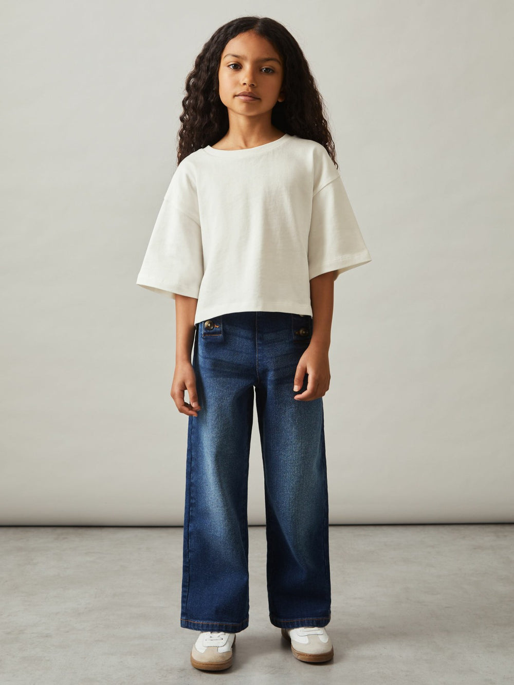 4-9 yrs Oversize Cotton Cropped T-Shirt Ivory | Children & Baby