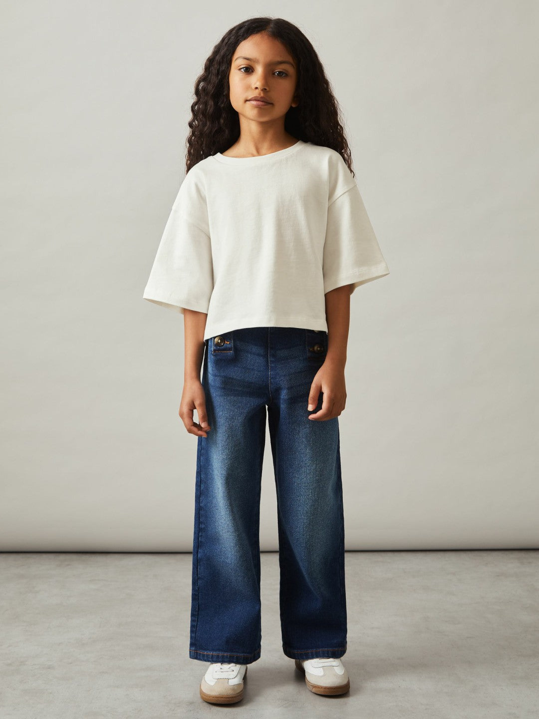 4-9 yrs Oversize Cotton Cropped T-Shirt Ivory | Children & Baby