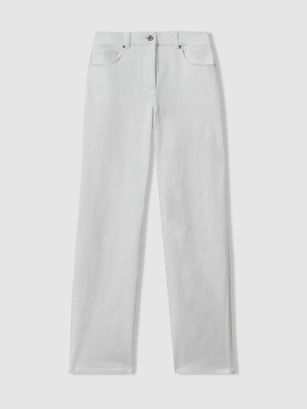 Petite Mid-Rise Straight-Leg Jeans White | Women