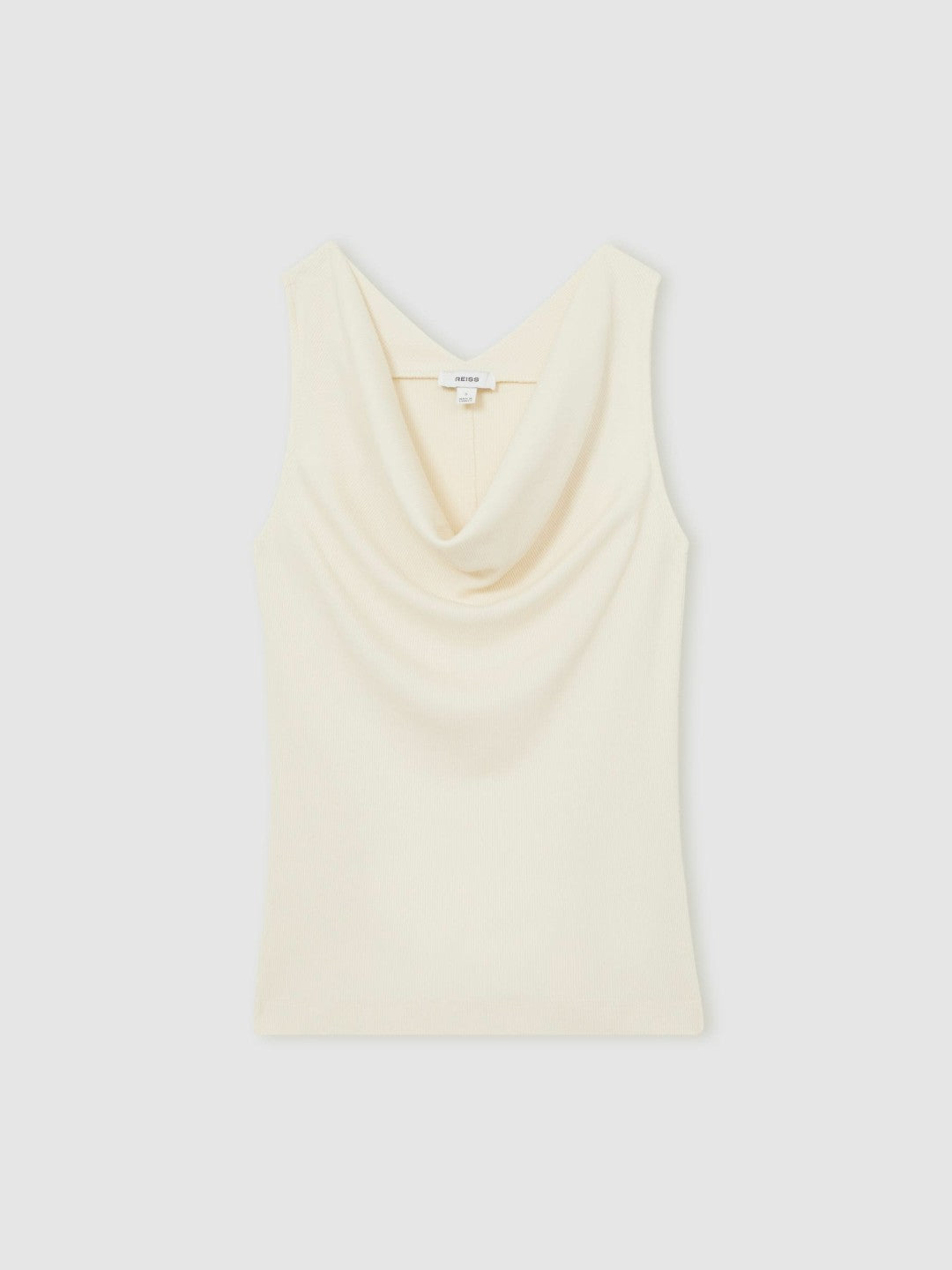 Ribbed Cowl-Neck Vest Ivory | Women