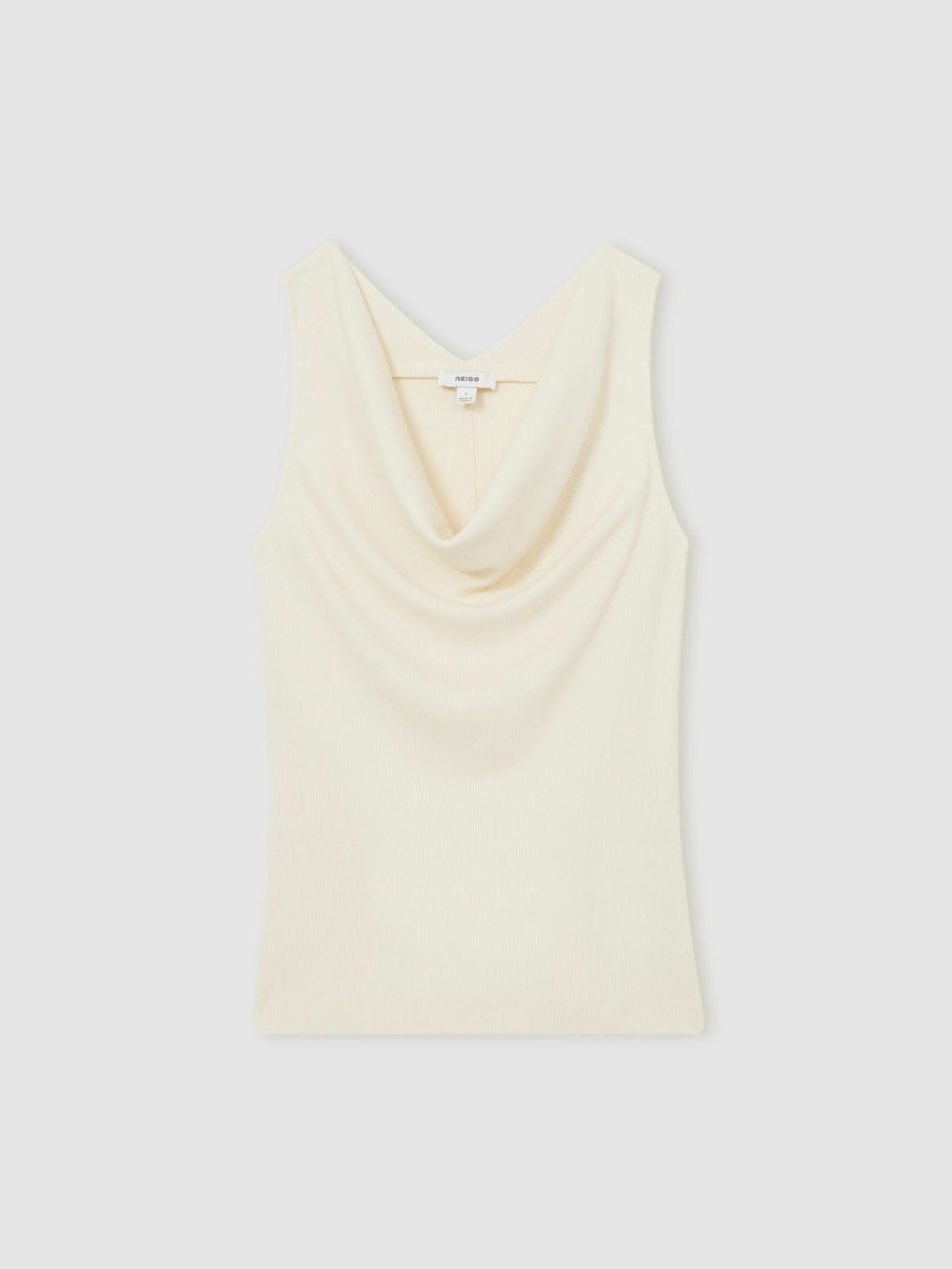 Ribbed Cowl-Neck Vest Ivory | Women