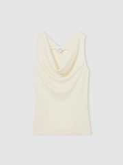 Ribbed Cowl-Neck Vest Ivory | Women