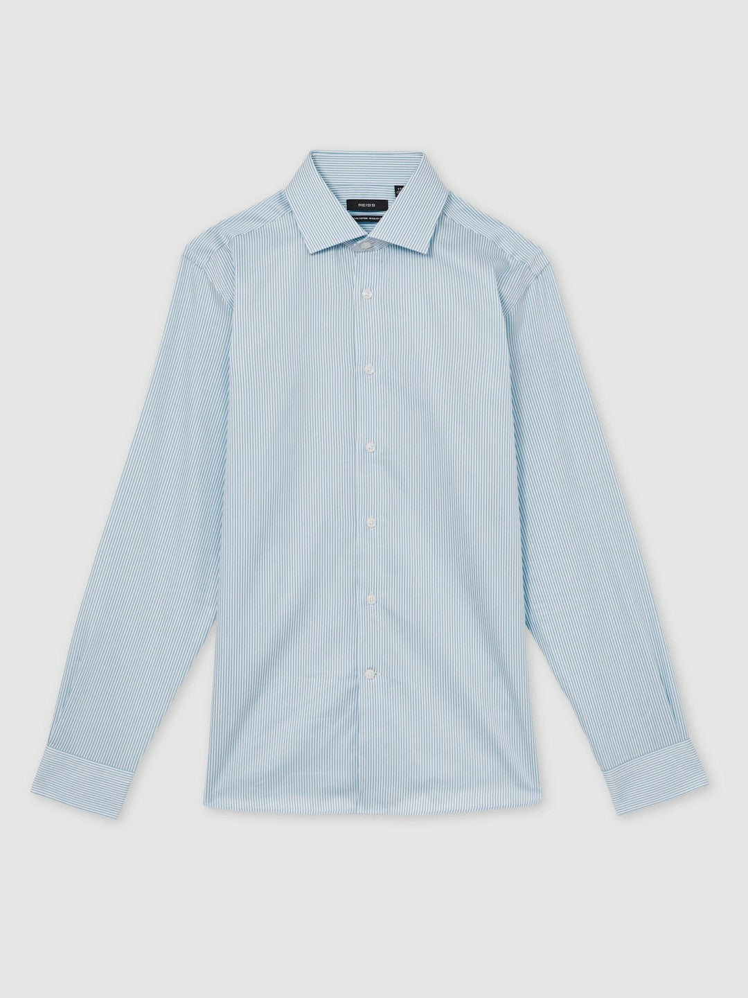 Regular Fit Cotton Sateen Shirt Blue Stripe | Men