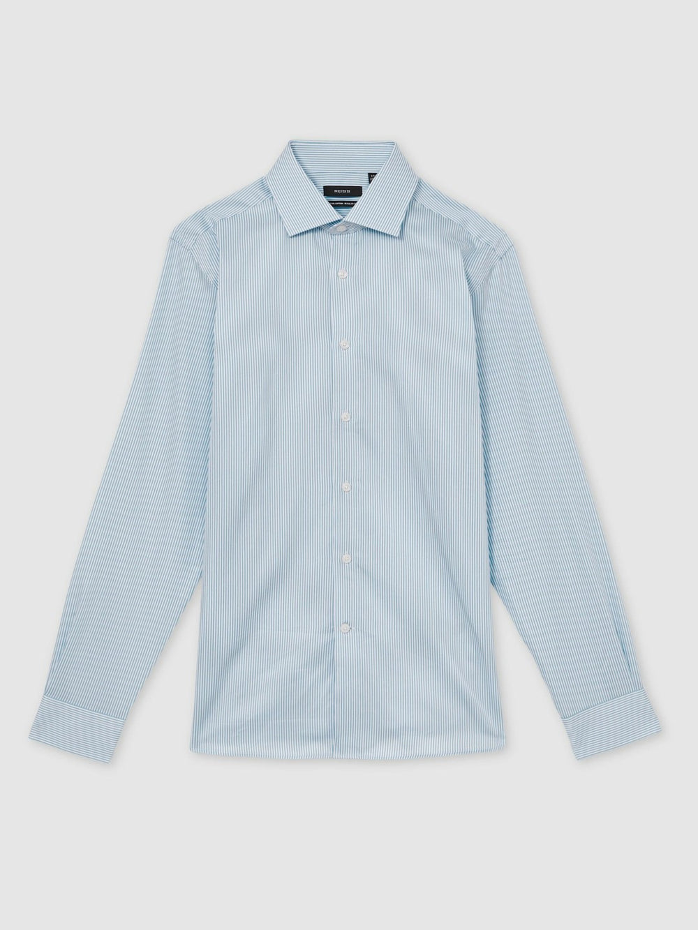 Regular Fit Cotton Sateen Shirt Blue Stripe | Men