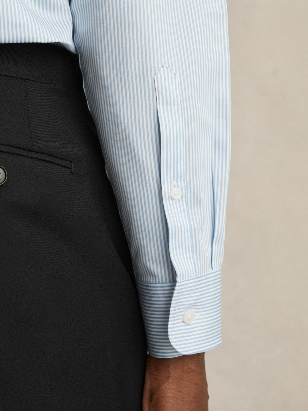 Regular Fit Cotton Sateen Shirt Blue Stripe | Men