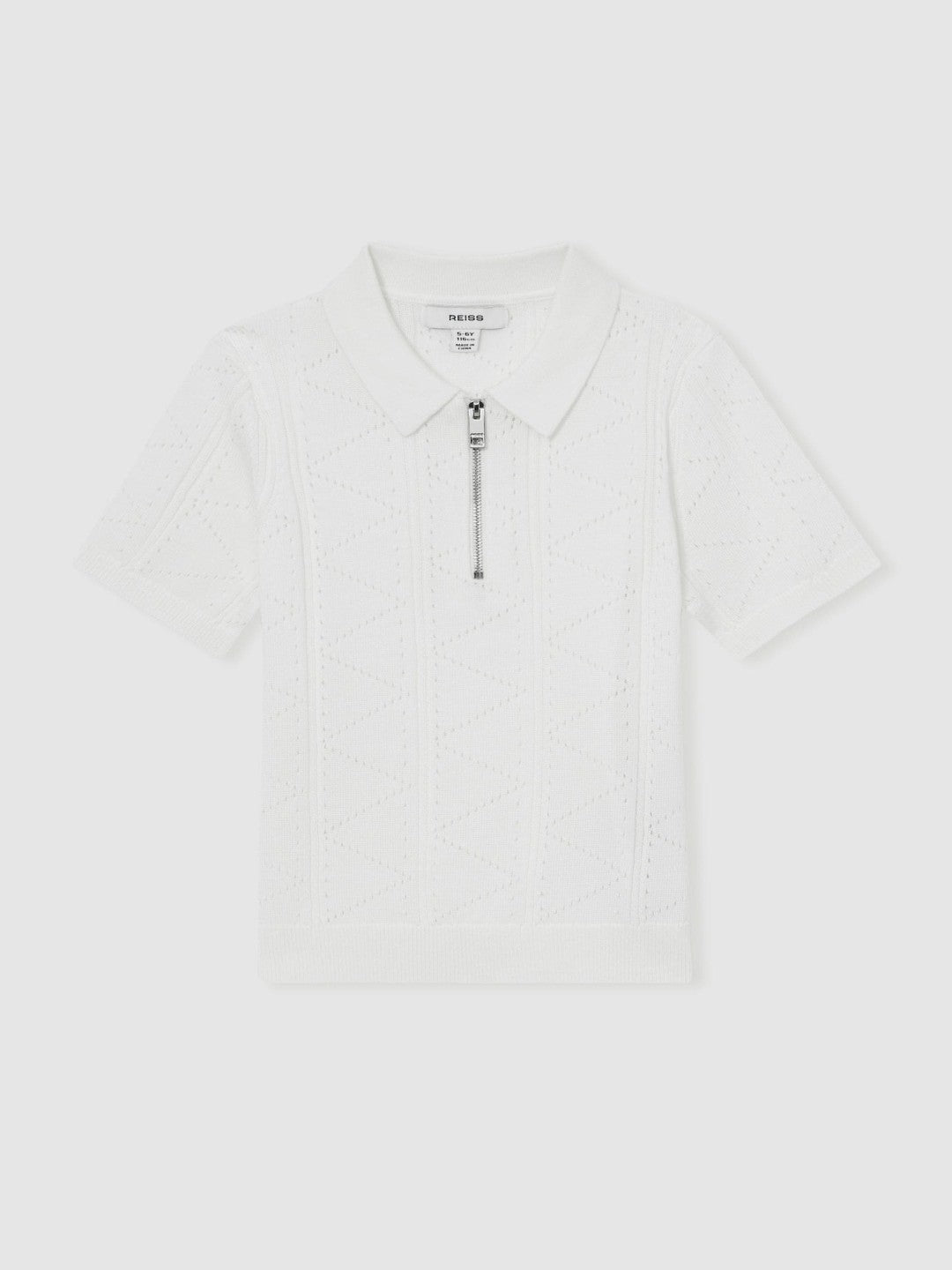 9-13 yrs Half-Zip Pointelle Polo Shirt Off White | Children & Baby