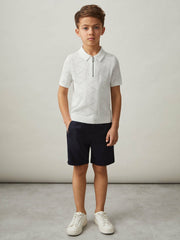 3-9 yrs Half-Zip Pointelle Polo Shirt Off White | Children & Baby