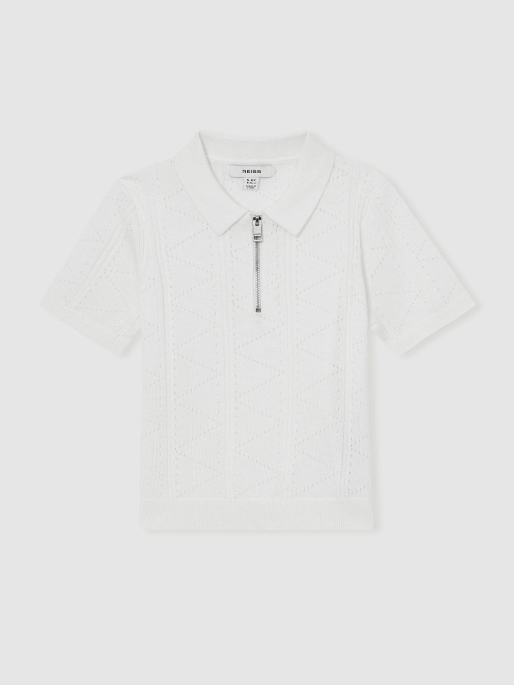 3-9 yrs Half-Zip Pointelle Polo Shirt Off White | Children & Baby