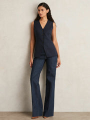 Paige Button-Through Vest Dark Ink Blue | Women