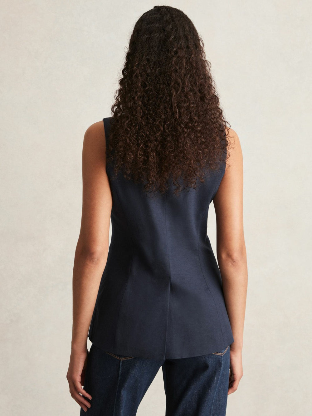 Paige Button-Through Vest Dark Ink Blue | Women