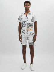 Les Deux Cotton Graphic-Print Shirt Ivory Print | Men