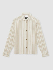 Les Deux Cotton-Blend Stripe Overshirt Ivory | Men