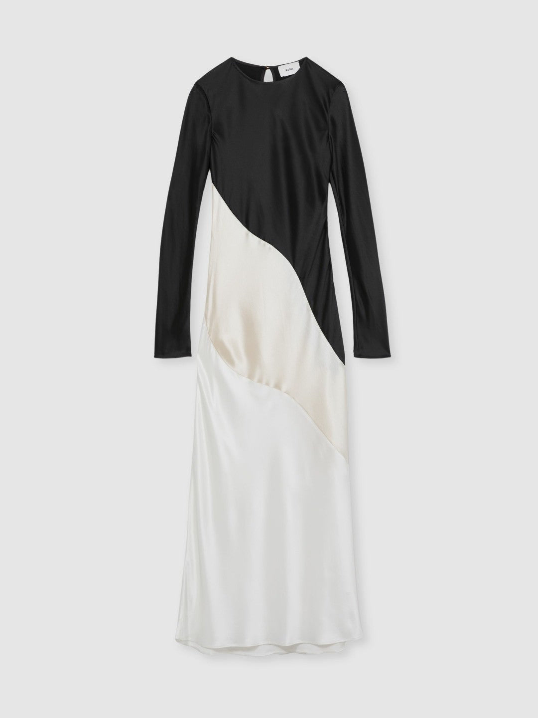 Acler Satin Colour Block Midi Dress Ivory/Black | Women