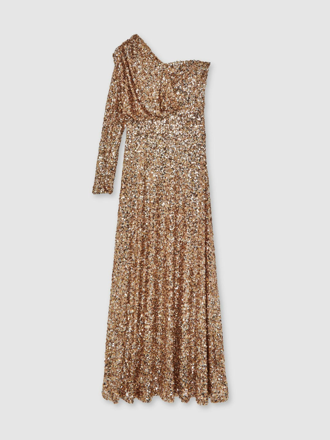 Halston Sequin One Shoulder Maxi Dress Gold | Women