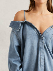 100% Cotton Shirt Indigo Blue | Women