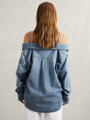 100% Cotton Shirt Indigo Blue | Women
