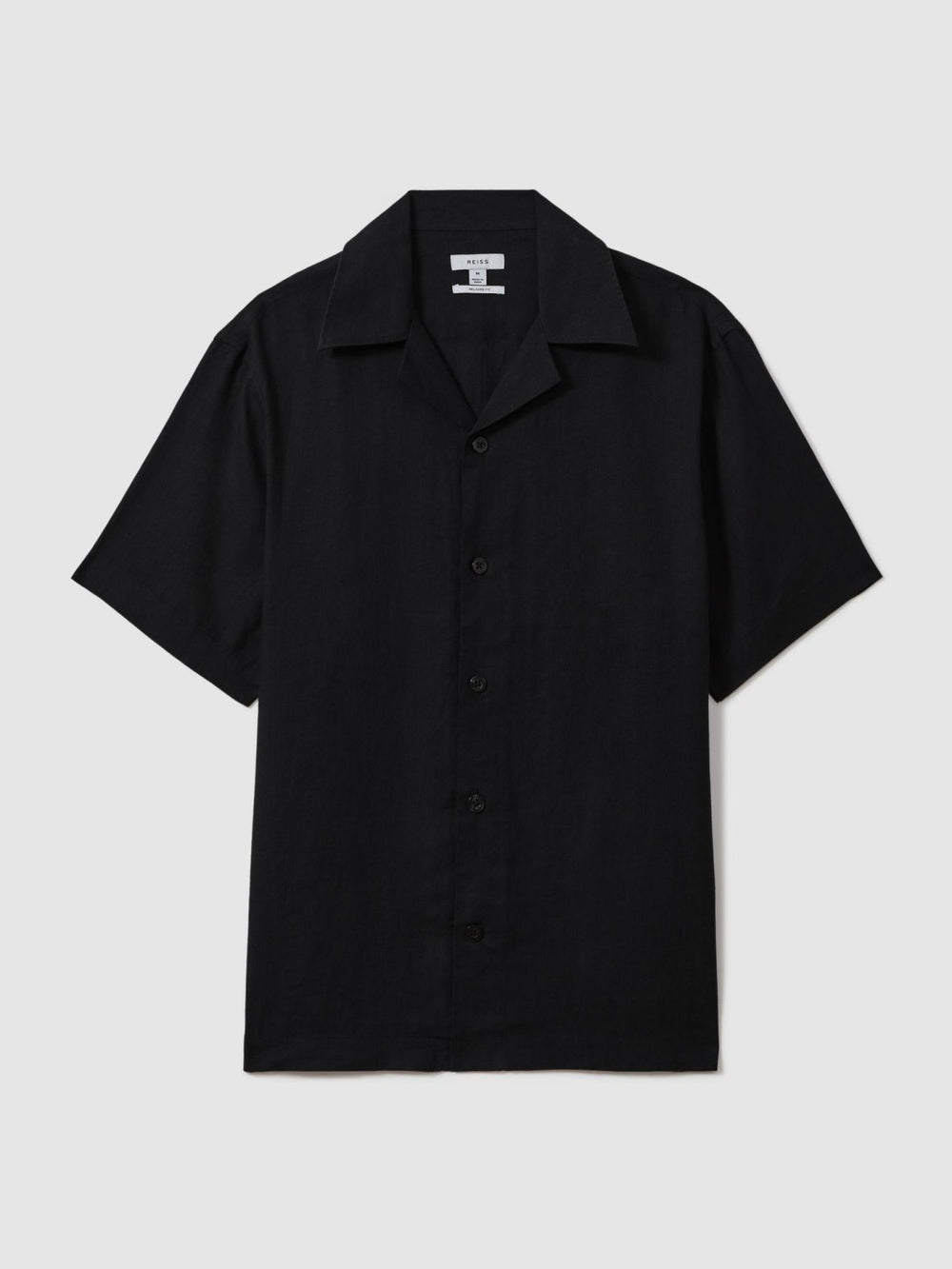 Linen Cuban-Collar Shirt Black | Men