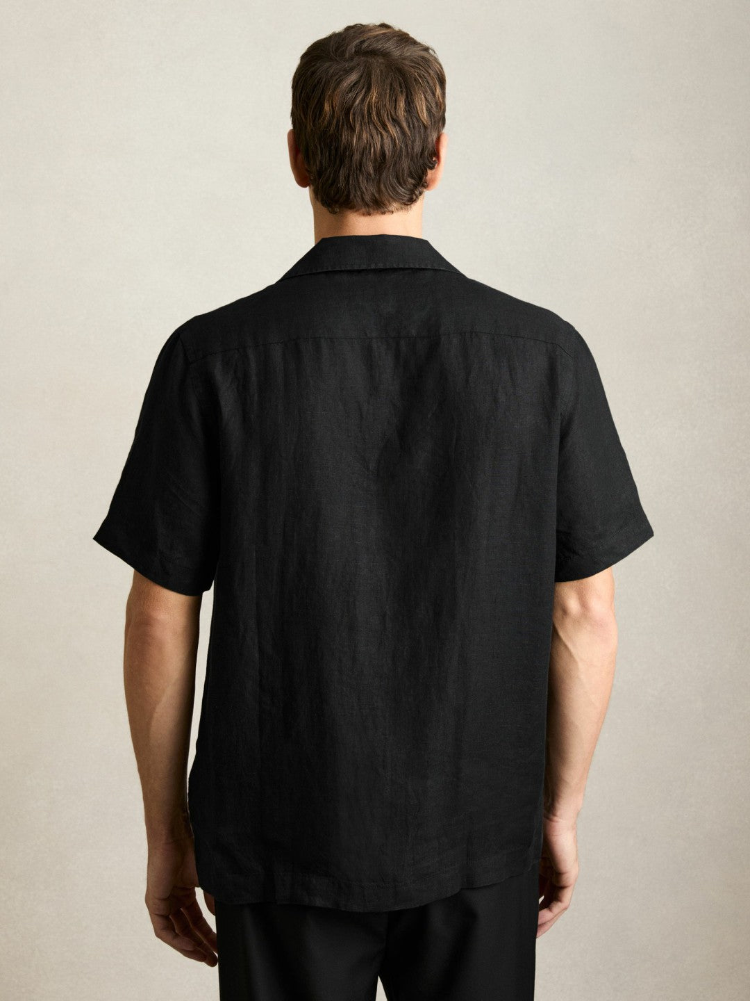 Linen Cuban-Collar Shirt Black | Men
