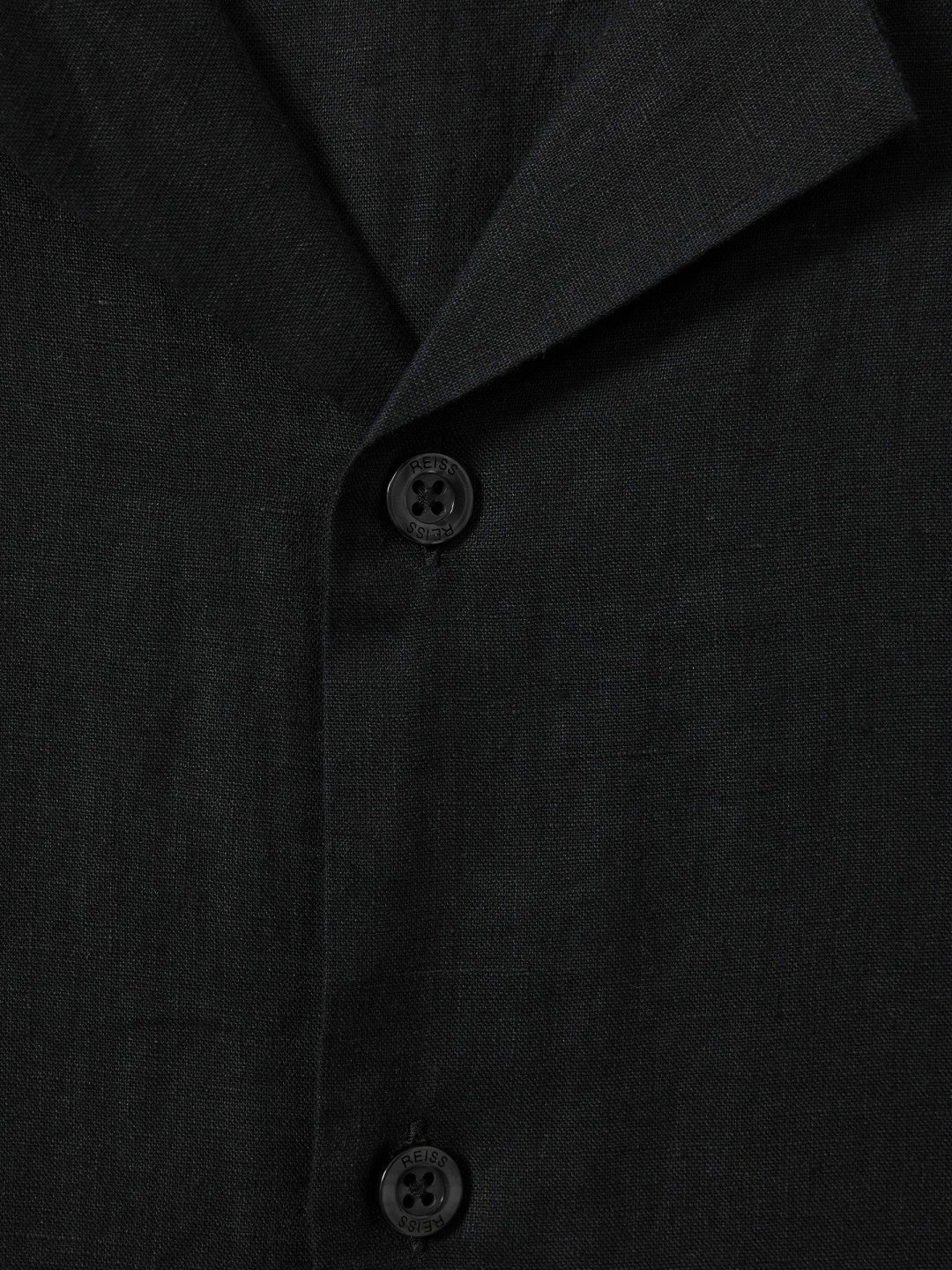Linen Cuban-Collar Shirt Black | Men