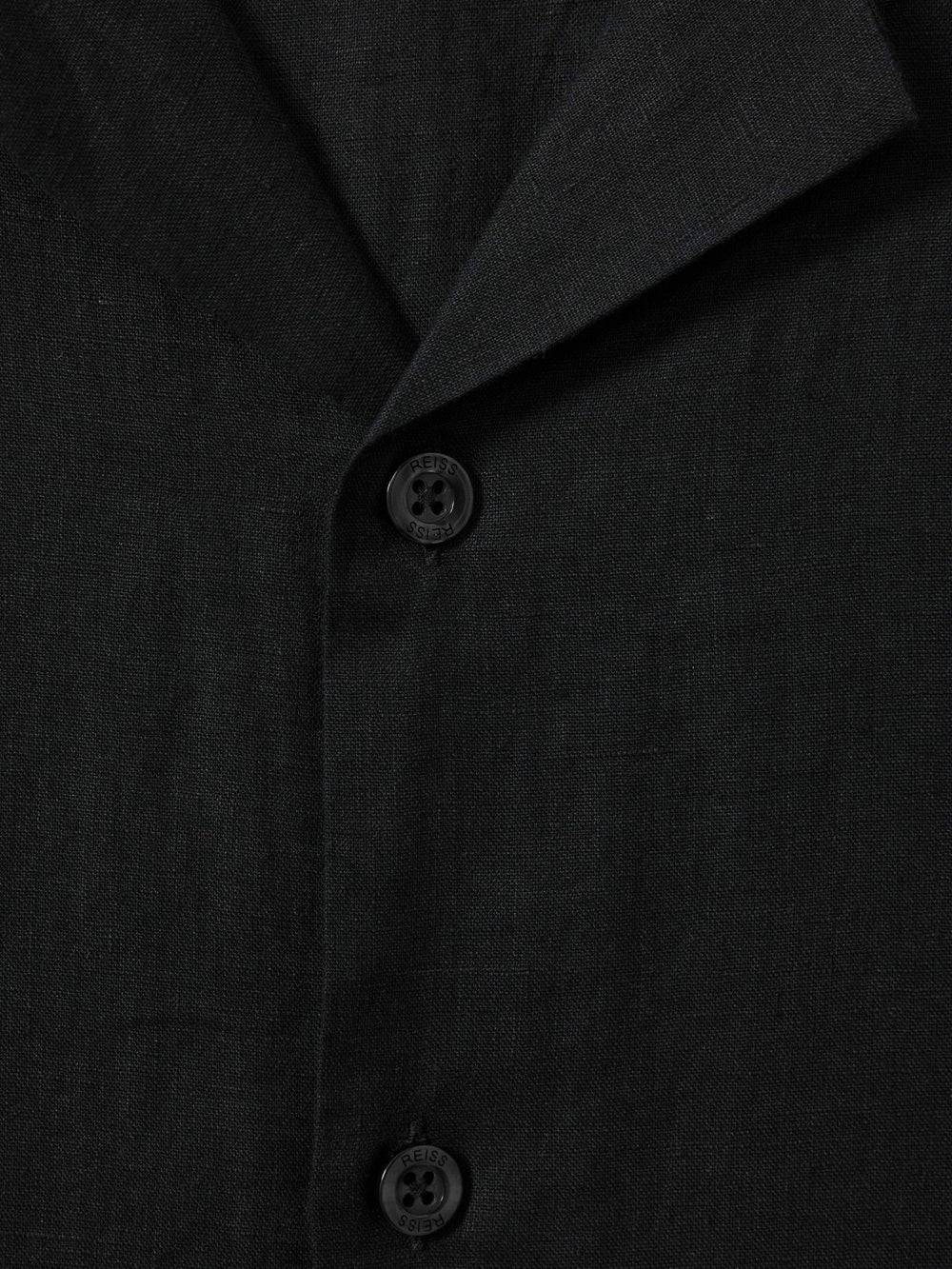 Linen Cuban-Collar Shirt Black | Men