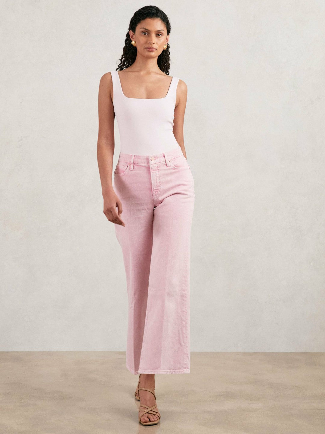Cropped Palazzo Jeans Rose Pink | Women
